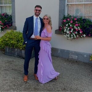 Lilac wedding guest dress with ruffles worn once! Size small uk 8